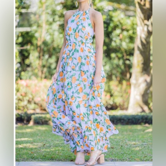 NEW WKND WYFR flagler halter dress in citrus small NWT - Picture 1 of 5